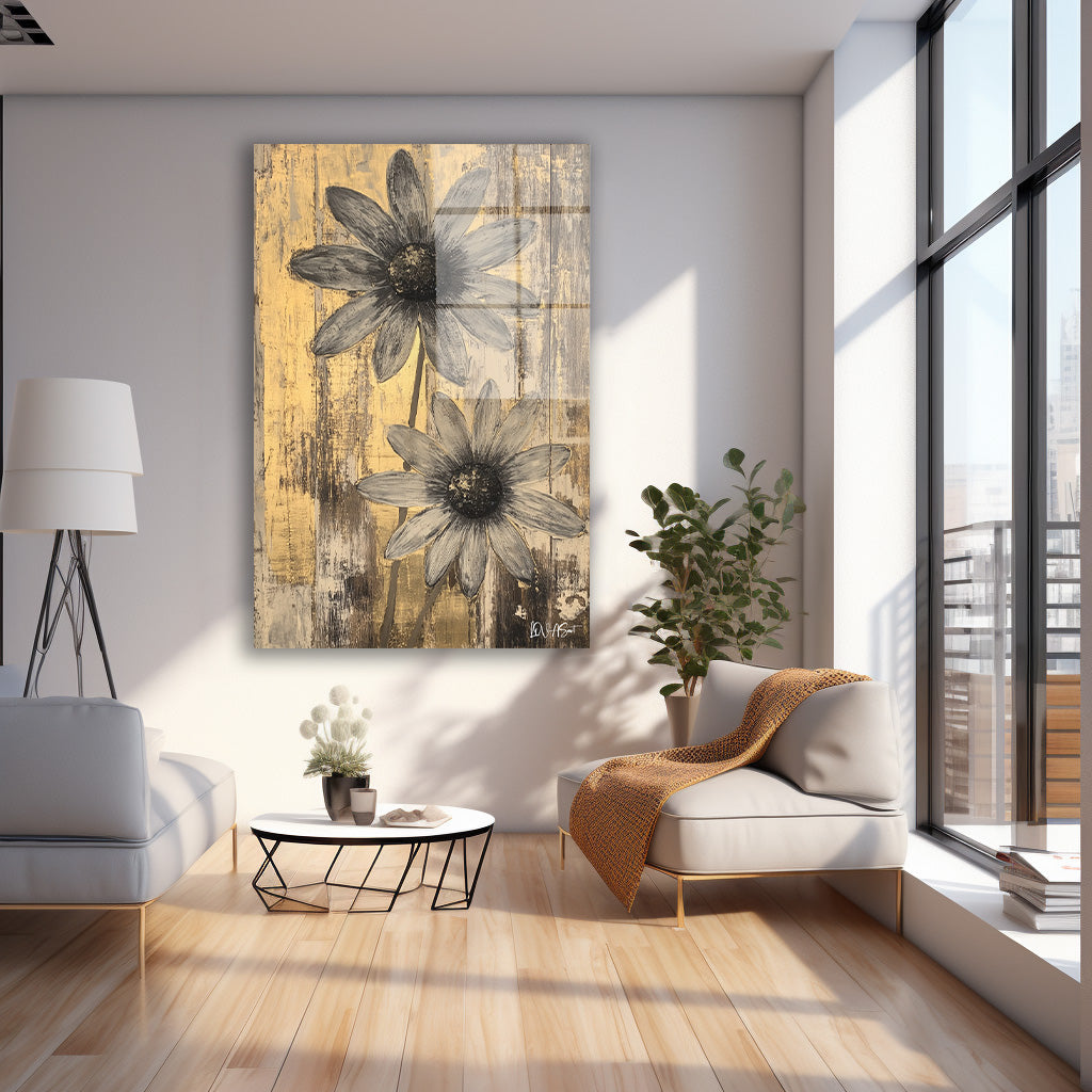 Siyah Papatya cam tablo — farklı açıdan görünüm