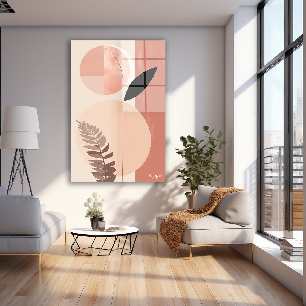 Somon Geometrik Yaprak cam tablo — farklı açıdan görünüm