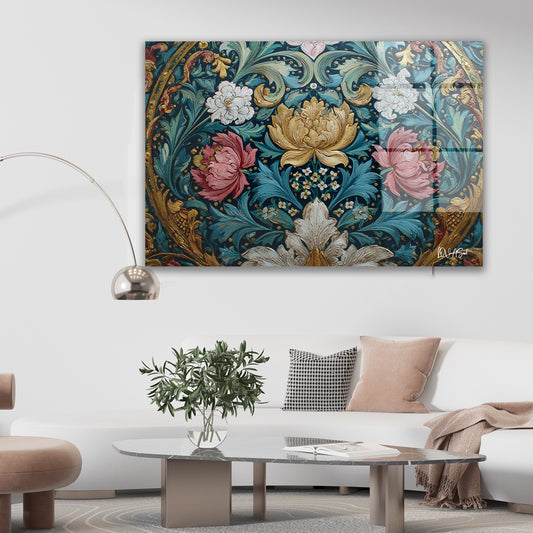 Süslü Çiçek Deseni cam tablo — farklı açıdan görünüm