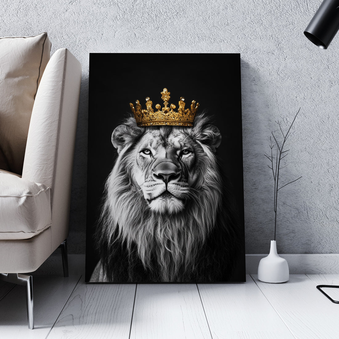 Taçlı Aslan 2 kanvas tablo — farklı açıdan görünüm