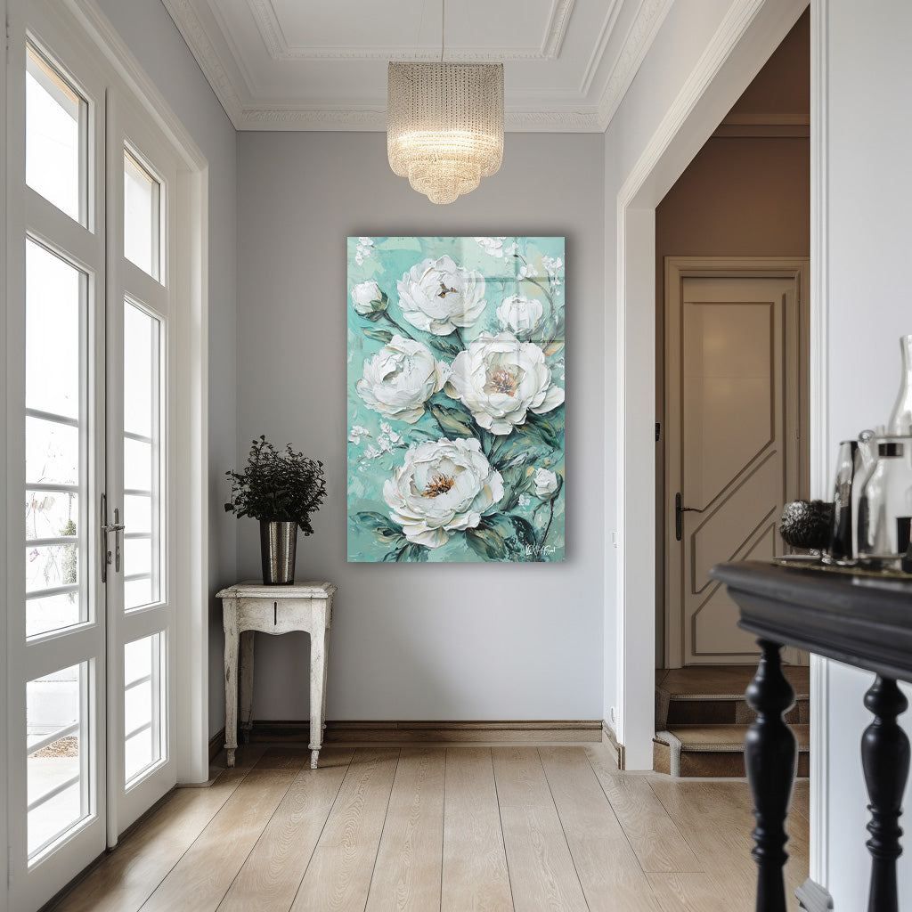Toplu Bardak Güller cam tablo — iç mekân uygulama örneği