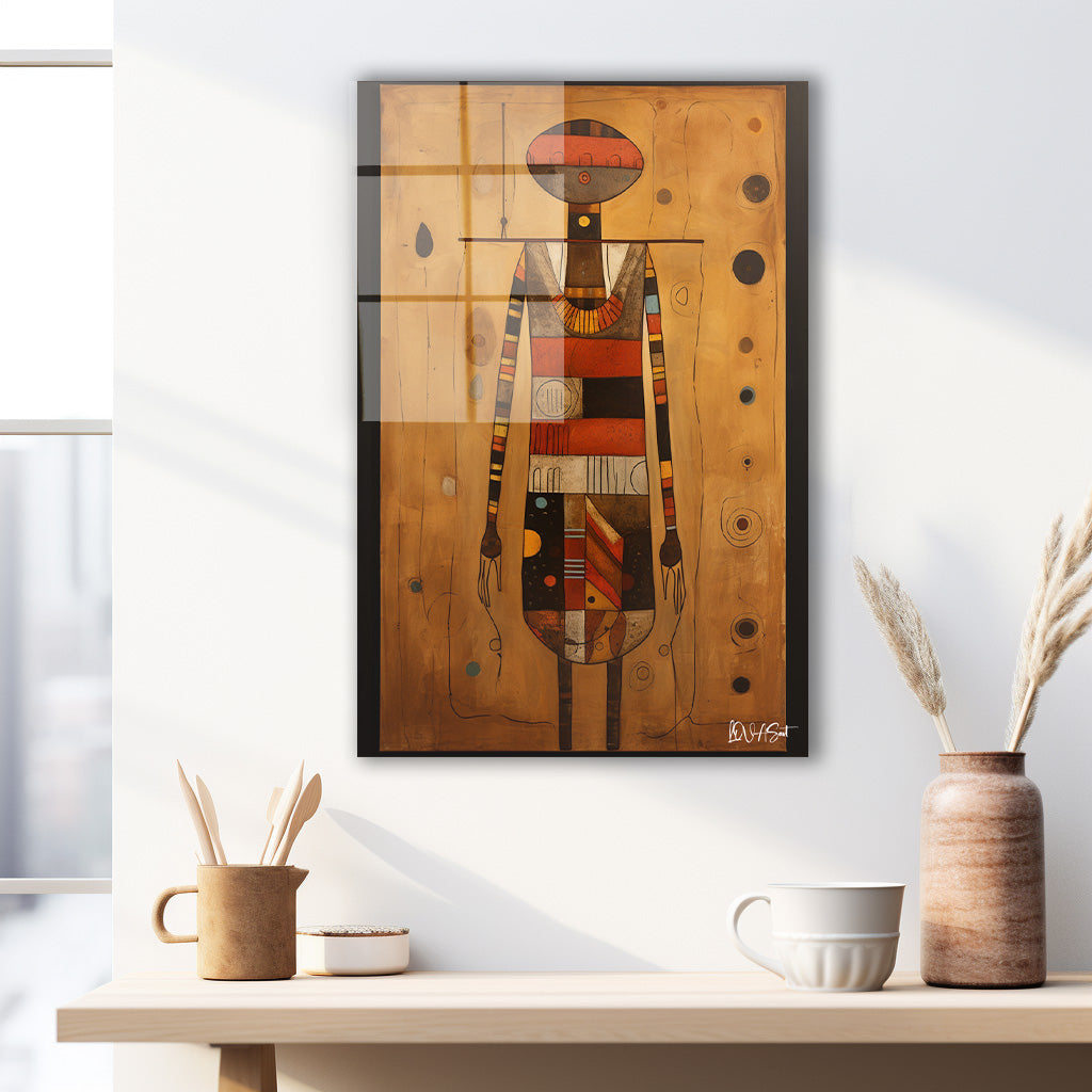 Totem Figürü cam tablo — duvarda dekorasyon görünümü