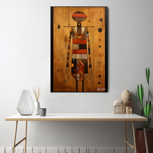 Totem Figürü kanvas tablo — iç mekân uygulama örneği