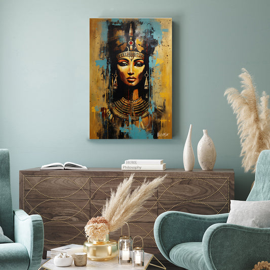 Turkuaz Nefertiti kanvas tablo — farklı açıdan görünüm