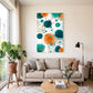 Turkuaz Turuncu Daireler kanvas tablo — duvarda dekorasyon görünümü