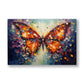 Turuncu Kelebek 2 kanvas tablo — Lacivert karanlıkta mozaik kanatlı bir kelebek renkleriyle parlıyor.