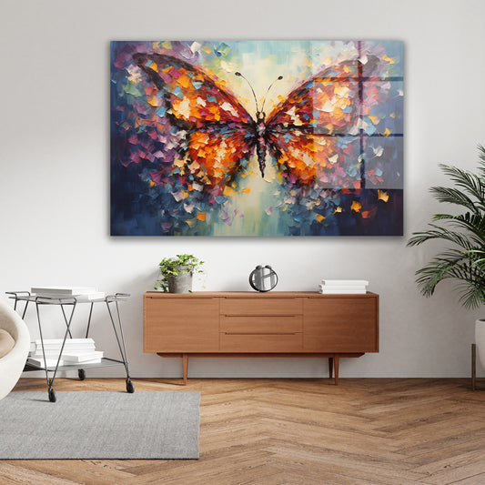 Turuncu Kelebek 3 cam tablo — farklı açıdan görünüm