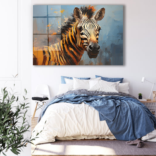 Turuncu Zebra cam tablo — iç mekân uygulama örneği