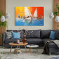 Turuncu Zeminde Yelkenliler kanvas tablo — farklı açıdan görünüm