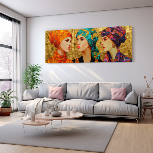 Üç Kadın kanvas tablo — klasik temalı dekoratif duvar tablosu