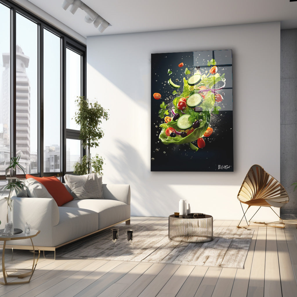 Uçuşan Salata 2 cam tablo — farklı açıdan görünüm