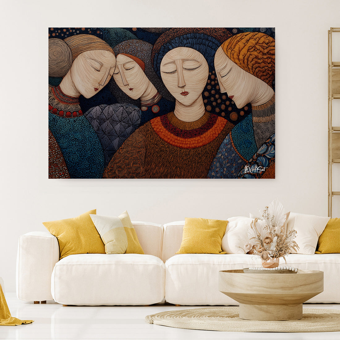 Uykulu Kadınlar kanvas tablo — iç mekân uygulama örneği