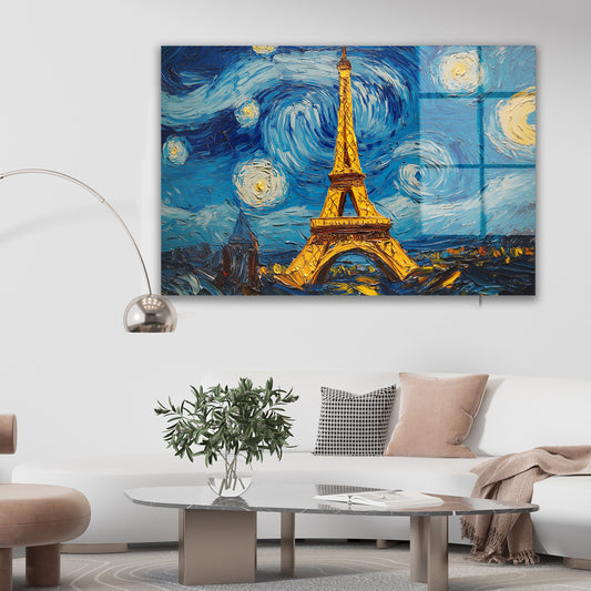Van Gogh Tarzı Eyfel cam tablo — farklı açıdan görünüm