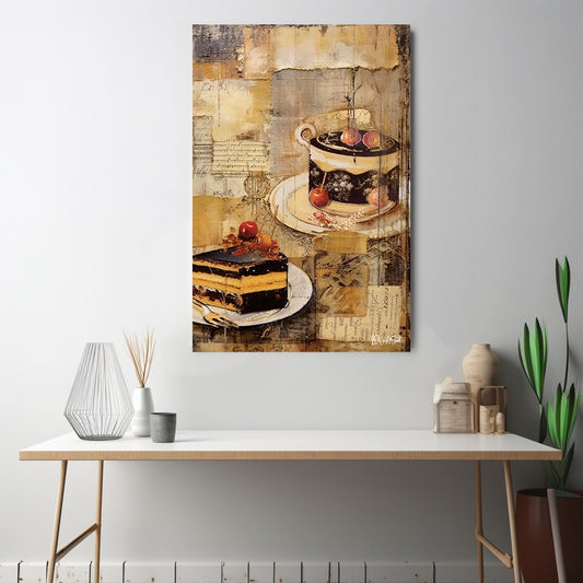Vintage Pasta Dilimi kanvas tablo — iç mekân uygulama örneği