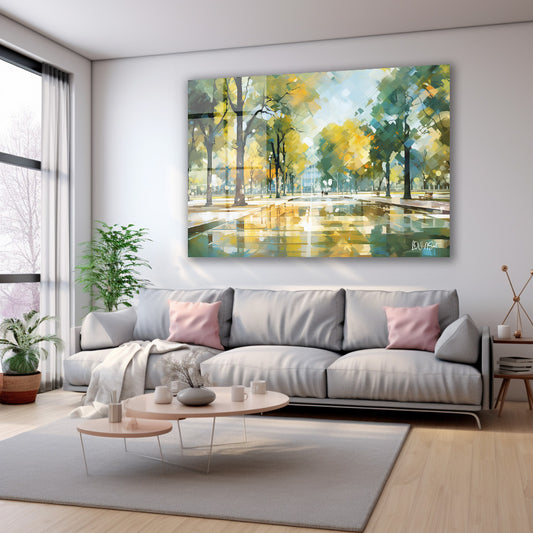 Yağmurlu Park Yolu cam tablo — farklı açıdan görünüm