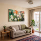 Yeşil Beyaz Buket kanvas tablo — iç mekân uygulama örneği