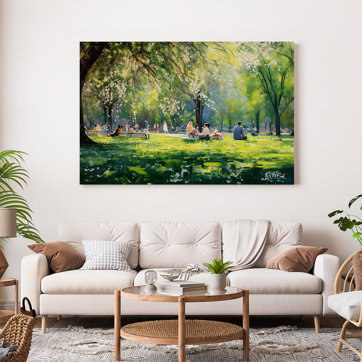 Yeşil Park Günü kanvas tablo — duvarda dekorasyon görünümü