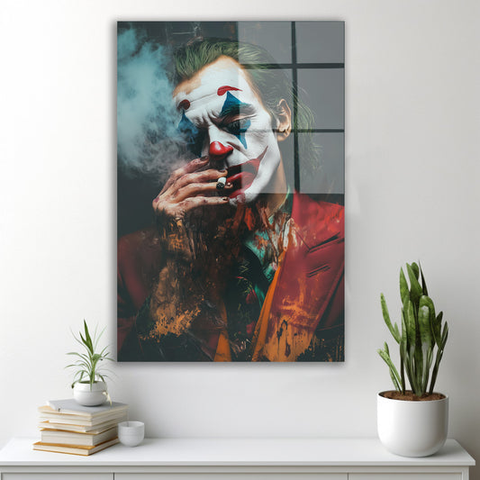 Yeşil Saçlı Joker cam tablo — duvarda dekorasyon görünümü