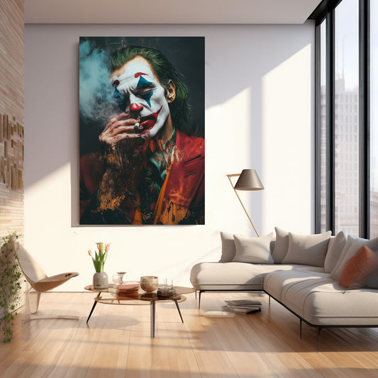 Yeşil Saçlı Joker kanvas tablo — iç mekân uygulama örneği