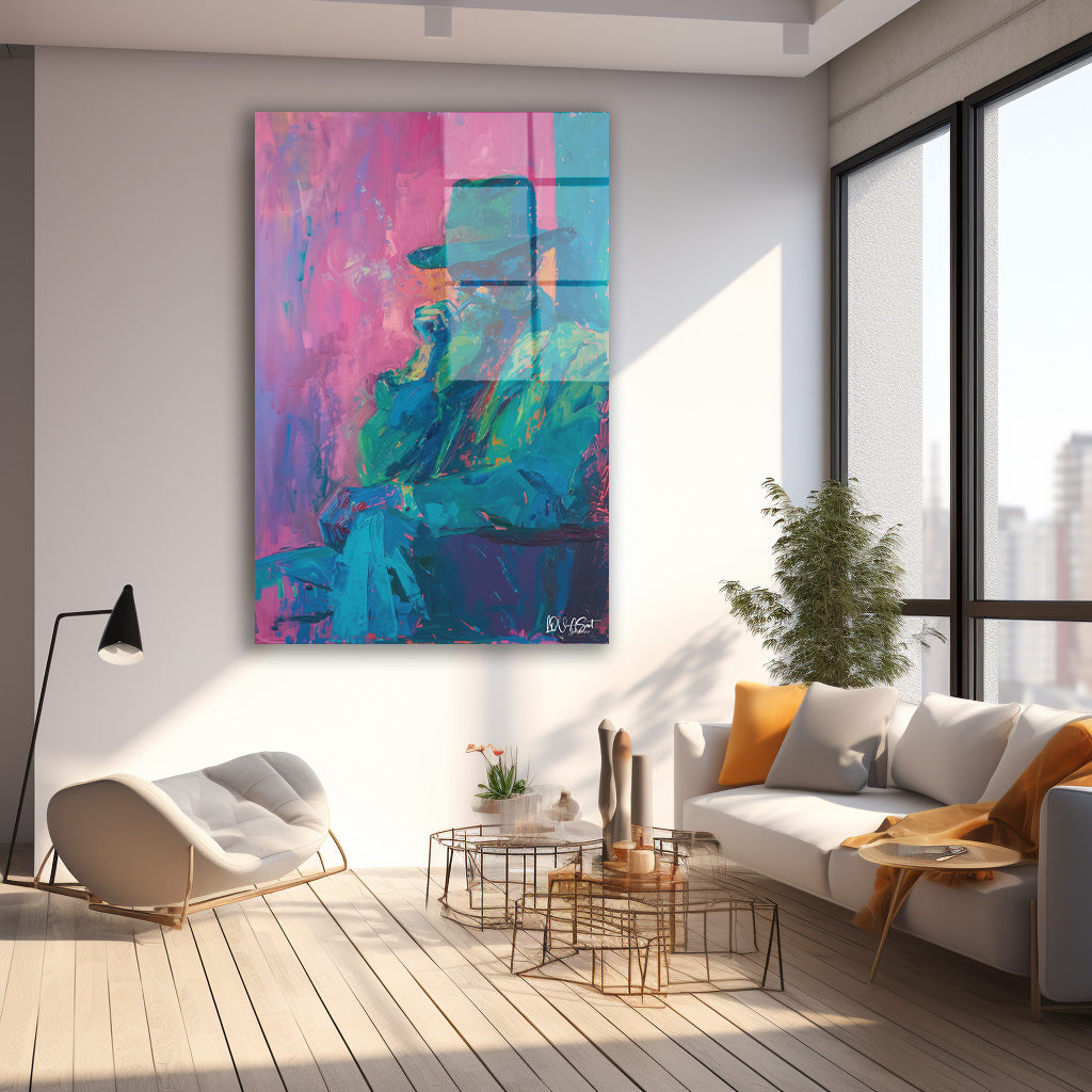 Yeşil Şapkalı Adam cam tablo — farklı açıdan görünüm
