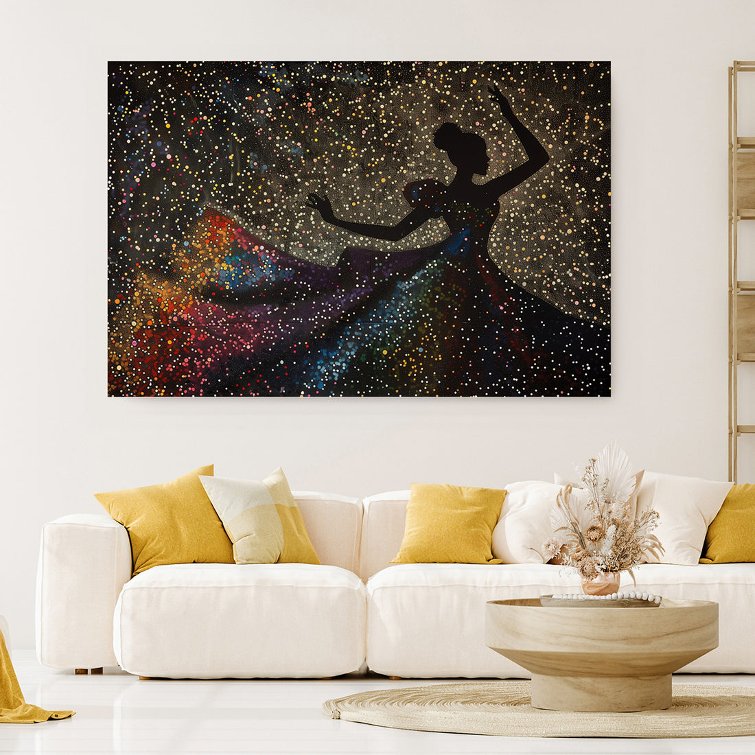 Yıldızlı Dansçı kanvas tablo — iç mekân uygulama örneği
