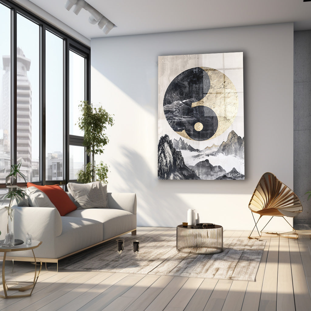 Yin Yang Dağları cam tablo — farklı açıdan görünüm