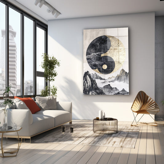 Yin Yang Dağları cam tablo — farklı açıdan görünüm