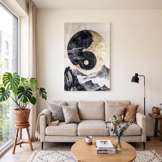 Yin Yang Dağları kanvas tablo — duvarda dekorasyon görünümü