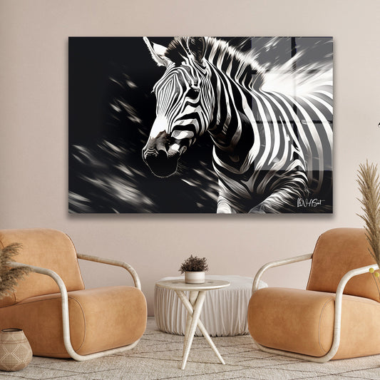 Zebra cam tablo — duvarda dekorasyon görünümü