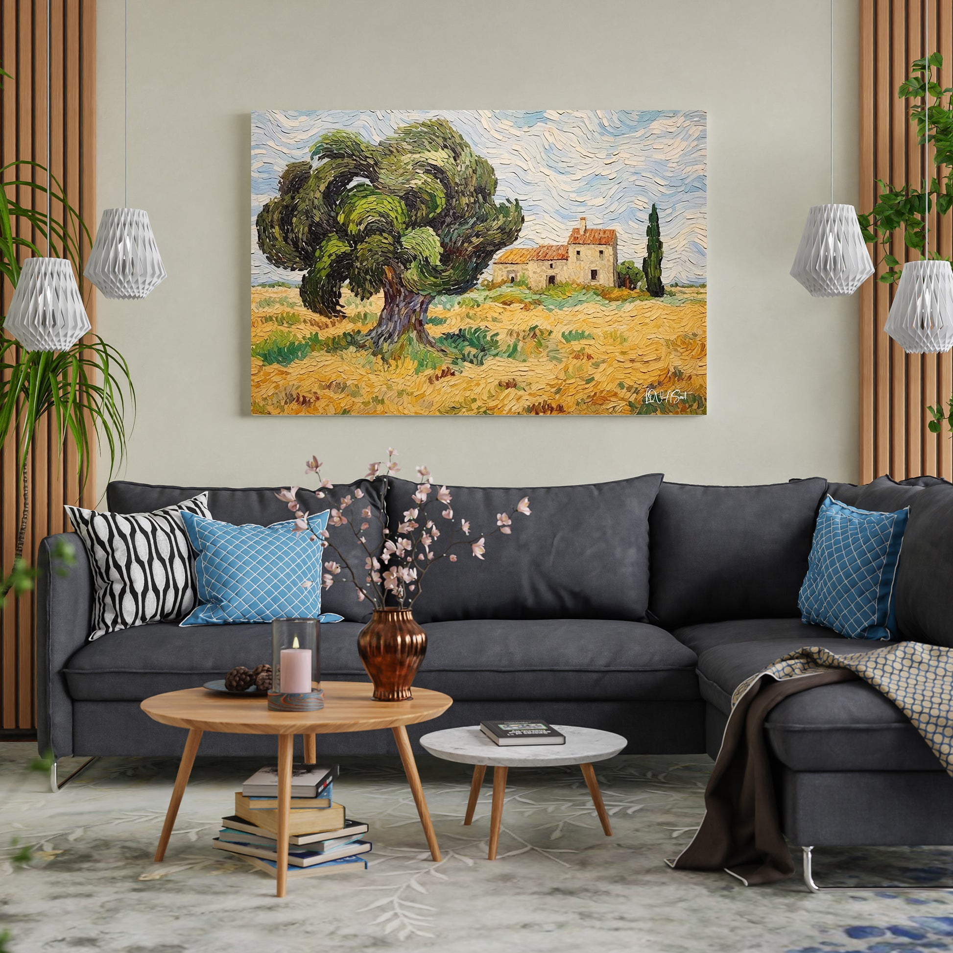 Zeytin Ağacı ve Kır Evi kanvas tablo — farklı açıdan görünüm