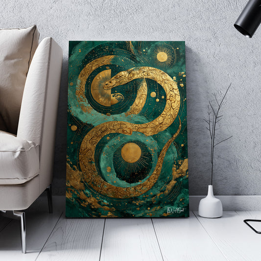 Zümrüt Altın Spiral kanvas tablo — farklı açıdan görünüm