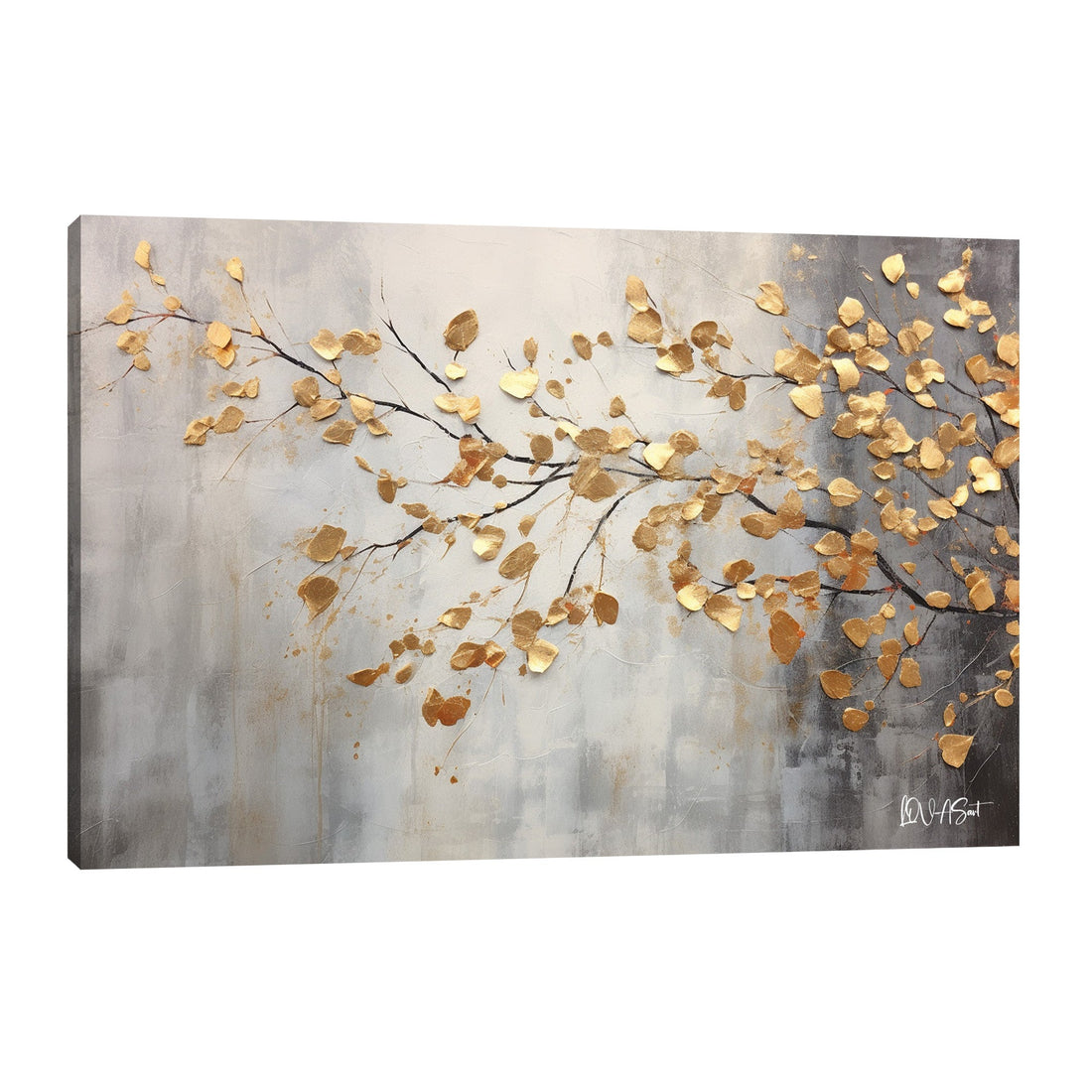 Altın Tozlu Dallar Kanvas Tablo
